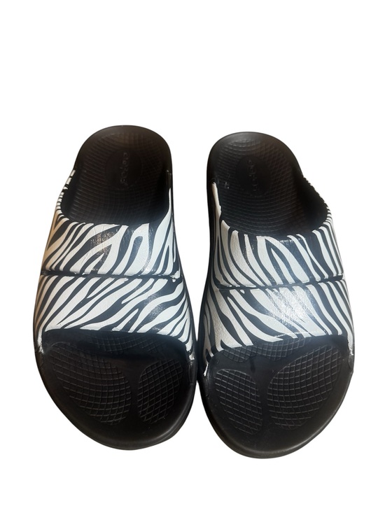 OOFOS Shoes - OOFOS OOahh Zebra Print recovery slide sandals.